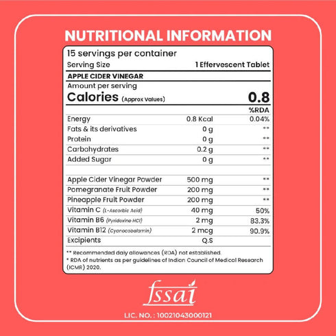 Boldfit Apple Cider Vinegar Effervescent Tablets